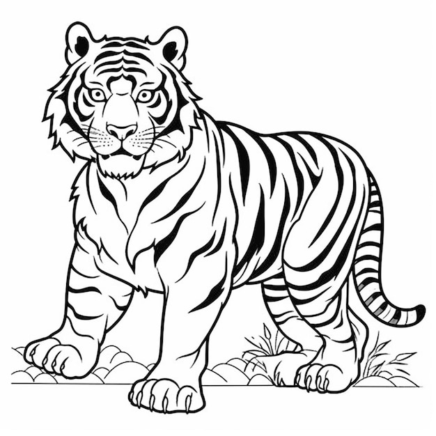 Un tigre para colorear para niños generative ai