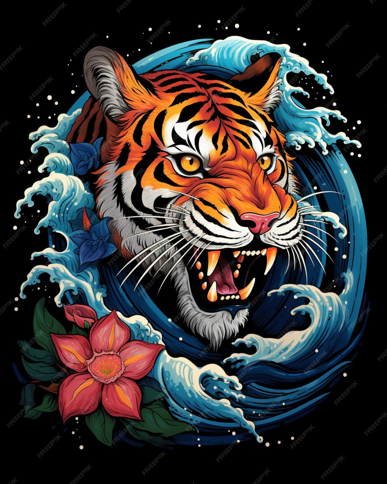 tigre dentro a água. digital pintura. 3d ilustração., ai generativo imagem  23184445 Foto de stock no Vecteezy