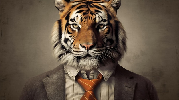Un tigre con una corbata que dice 'tigre'