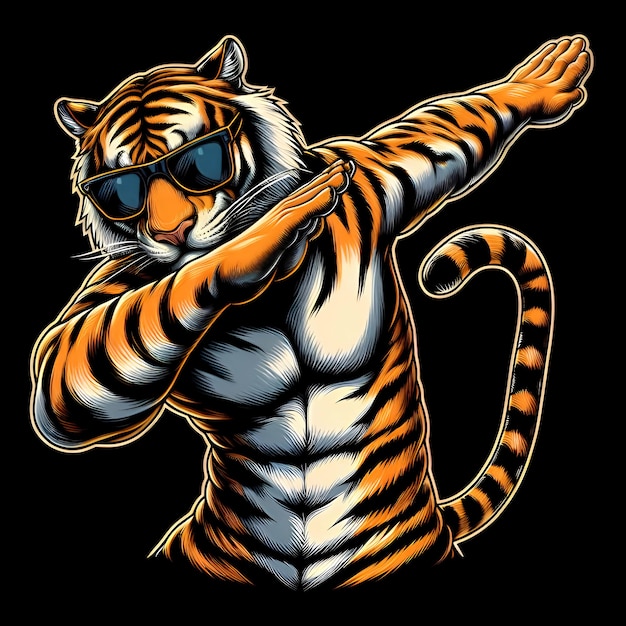 Foto tigre dabbing colorido com óculos de sol tigre dobbing cool colorido tigre cool dabbing tigre cara de tigre