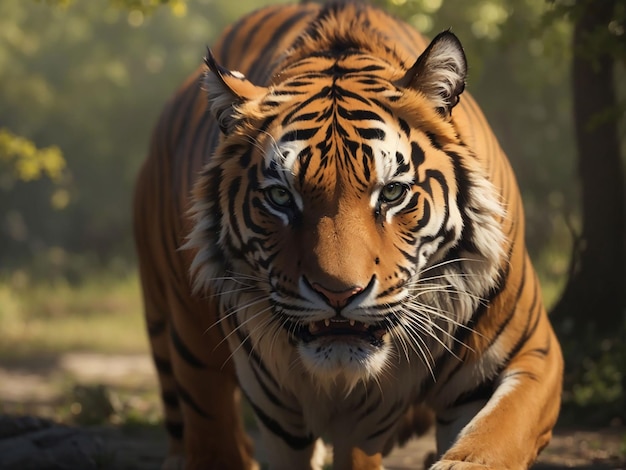 Tigre de bengala encarando agressão nos olhos majestosa beleza na natureza