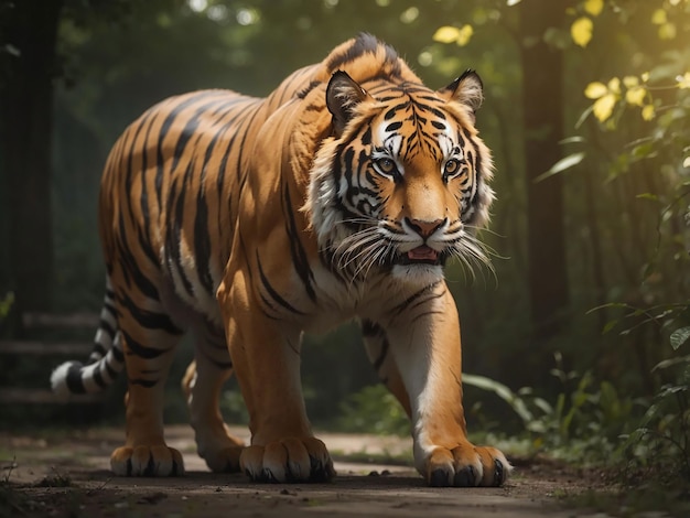 Tigre de bengala encarando agressão nos olhos majestosa beleza na natureza