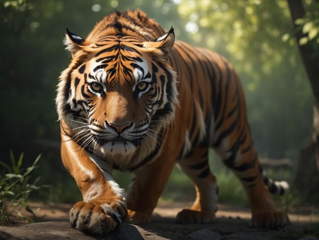 Tigre de bengala encarando agressão nos olhos majestosa beleza na natureza