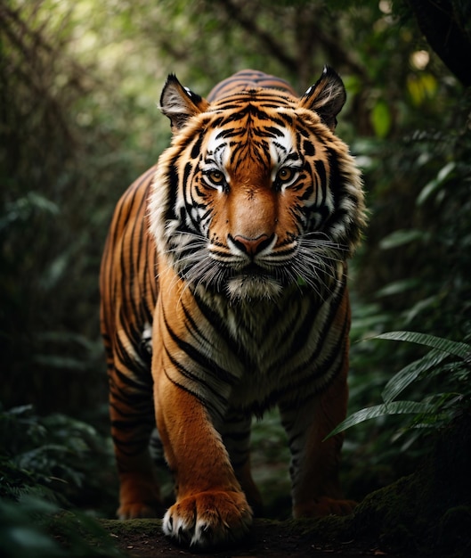 Tigre de Bengala perambulando pela floresta