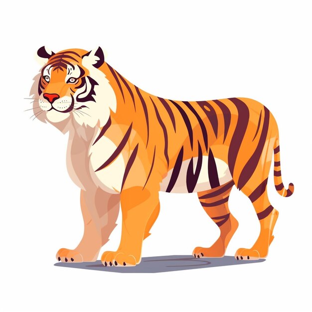 tigre de desenho animado de pé em um fundo branco generativo ai