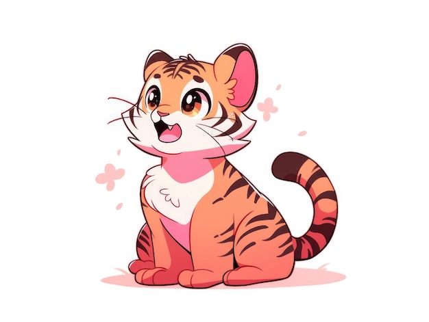 tigre de desenho animado em rosa