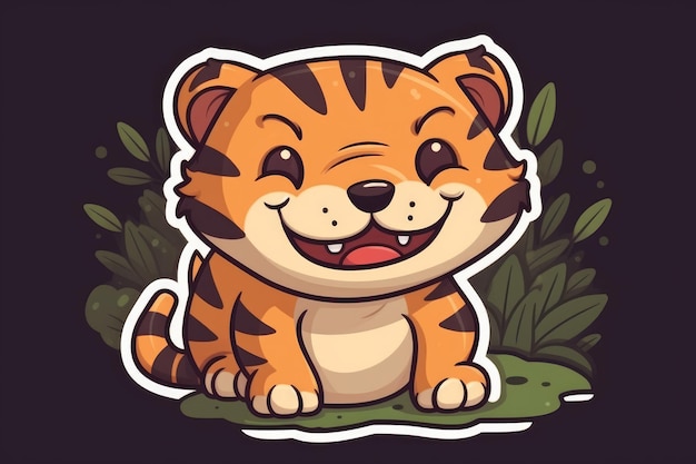 Un tigre de dibujos animados con un fondo negro