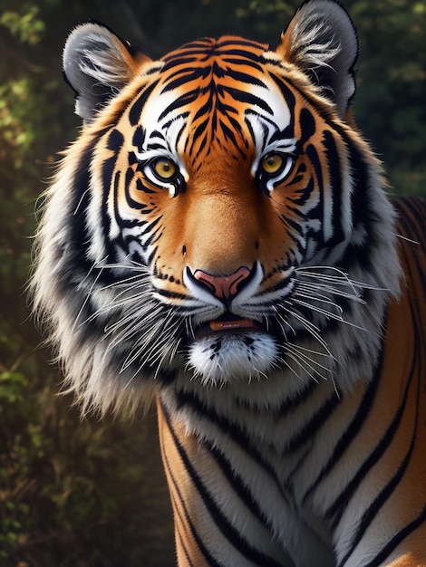 Foto tigre em retrato de gato não domesticado de natureza selvagem gerado por ia