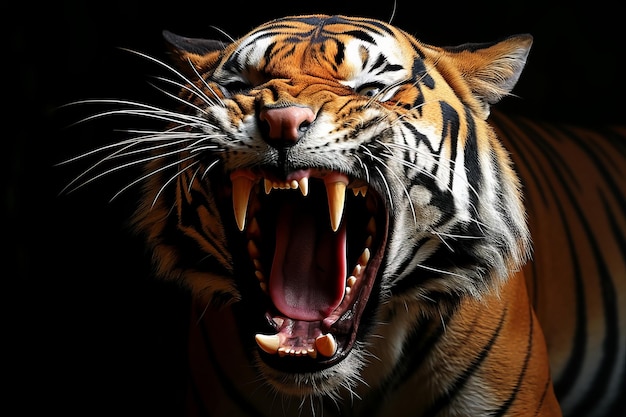 un tigre enojado con la boca abierta