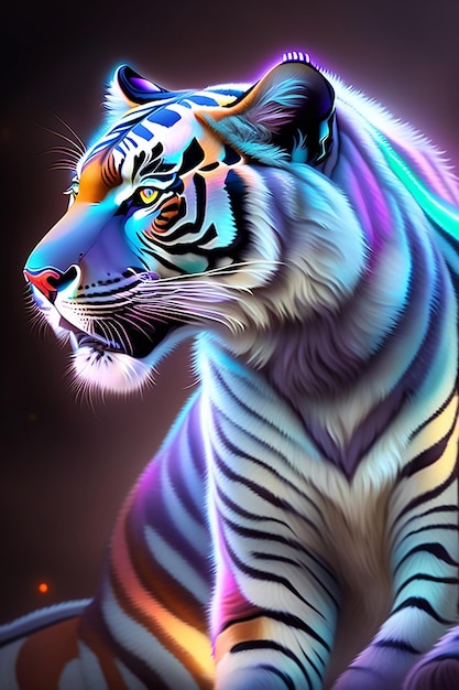 tigre estética ai gato chita cores coloridas efeito olhos fantástico selva escondida leo