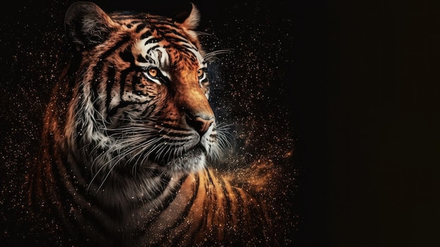 Tigre con fondo de espacio de copia Concepto del día mundial de la vida silvestre