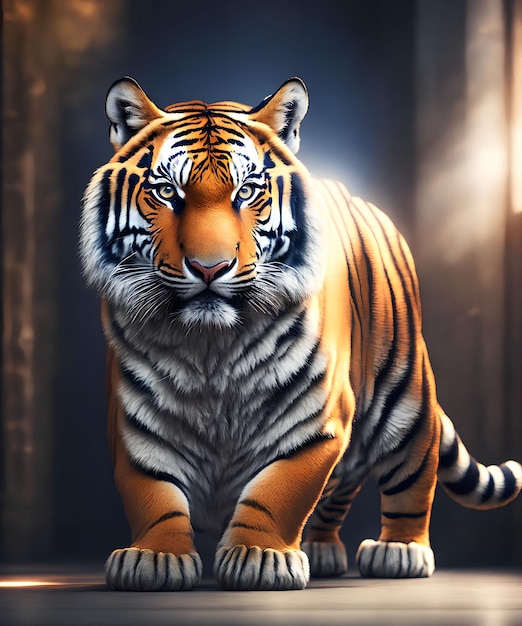 Tigre forte no campo arte generativa por AI