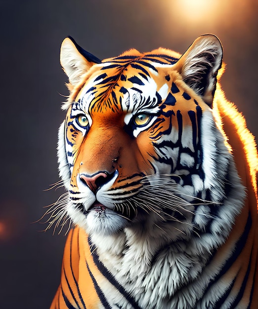 Tigre fuerte en el arte generativo de campo por AI