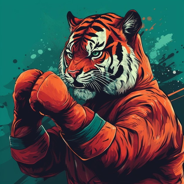 Tigre con guantes de boxeo