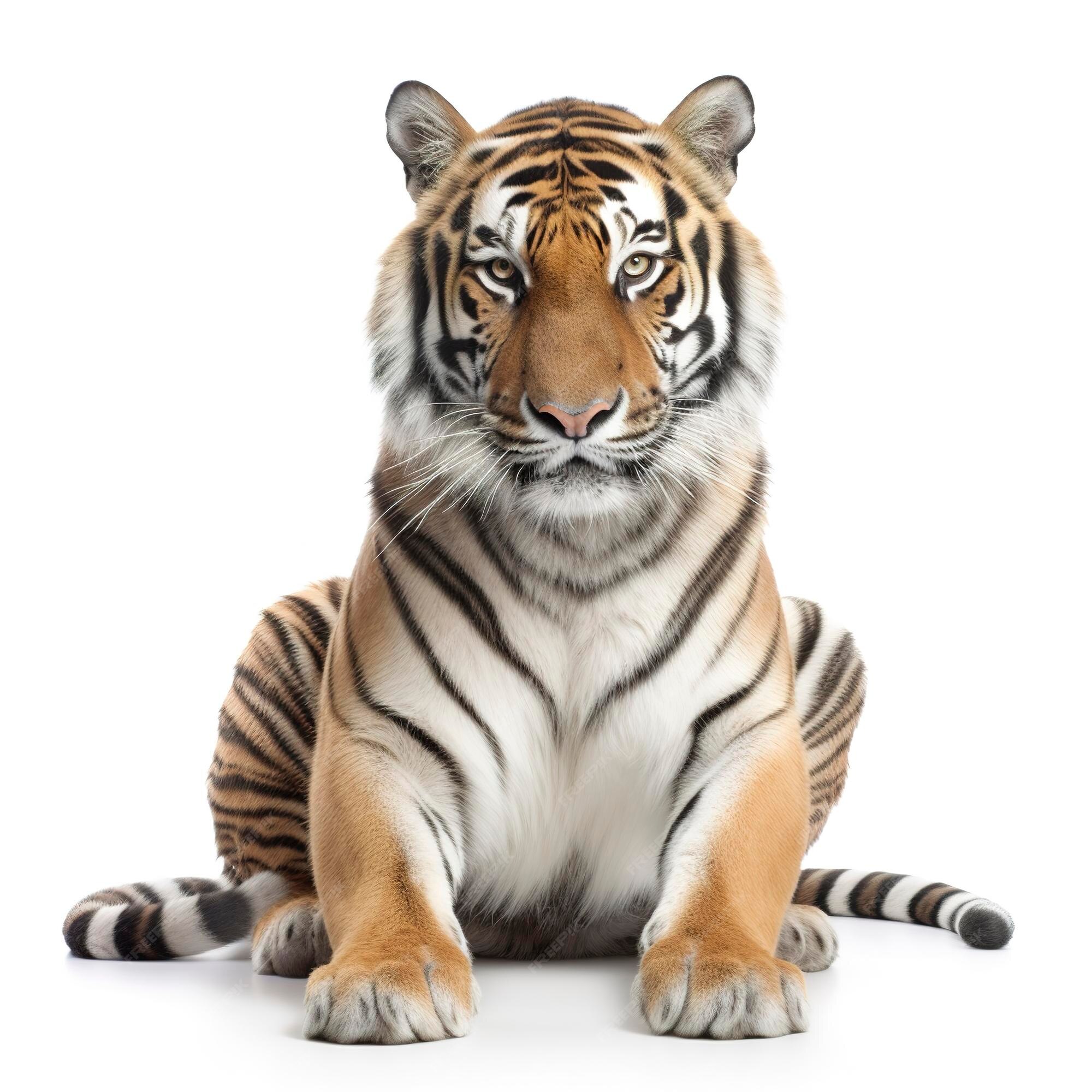 Renderização 3d De Um Grande Tigre De Gato Isolado No Fundo Branco