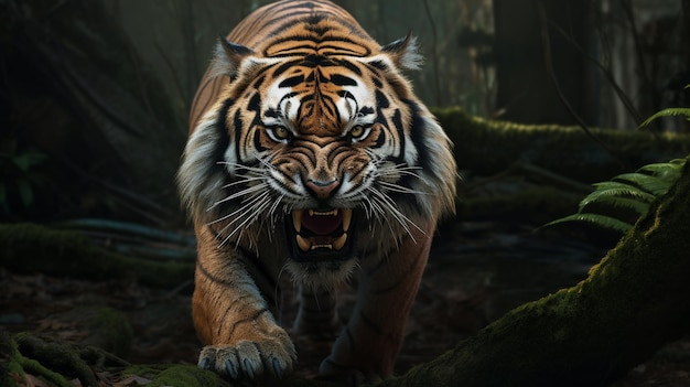 tigre en la jungla ilustración en 3D