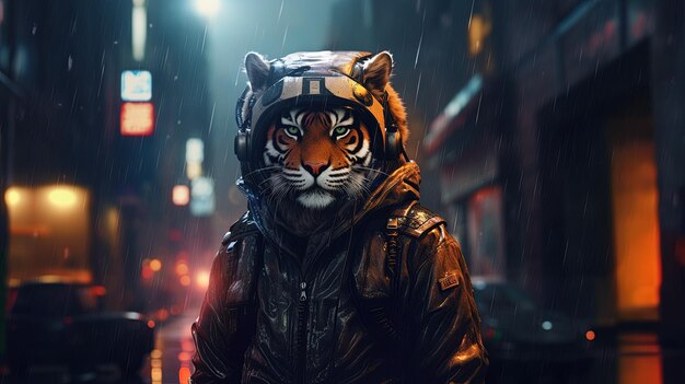 un tigre en la lluvia