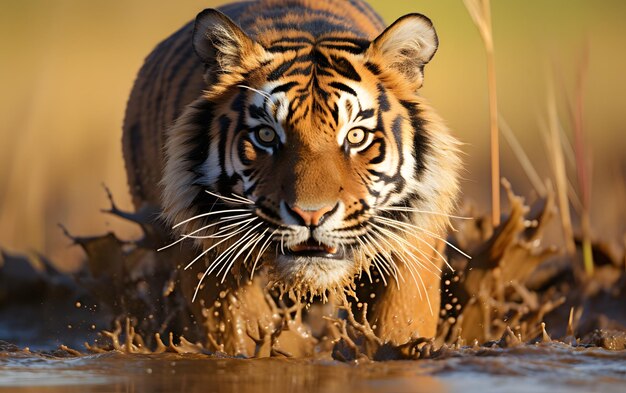 Tigre majestuoso corriendo hacia