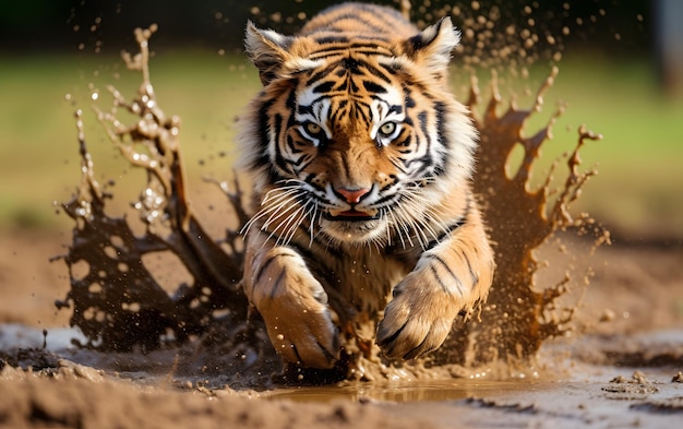 Tigre majestuoso corriendo hacia
