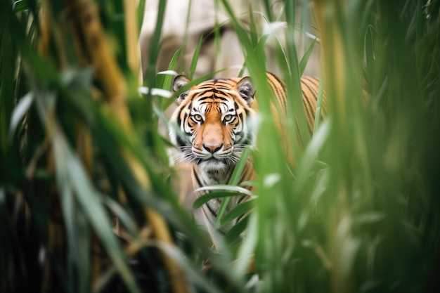 El tigre se mueve a través de la selva