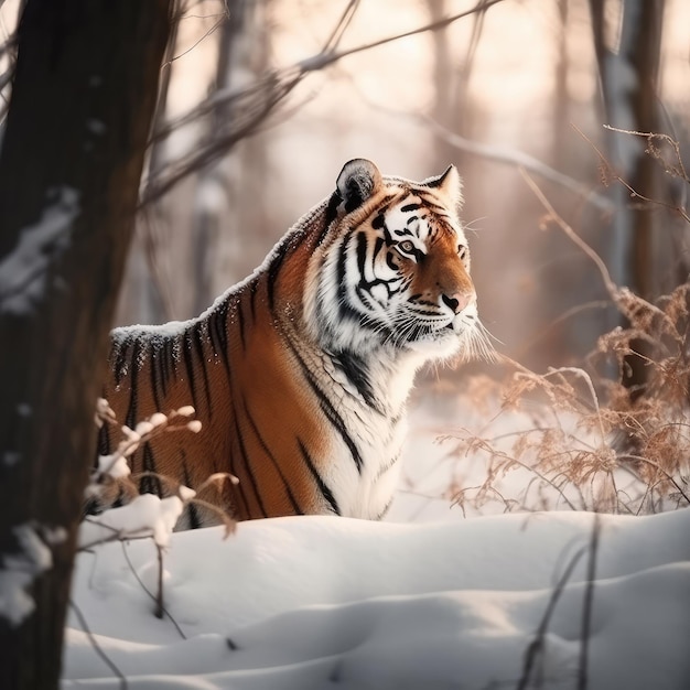 Un tigre en la nieve