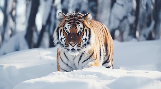 un tigre en la nieve