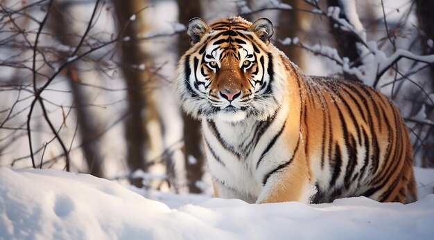 un tigre en la nieve