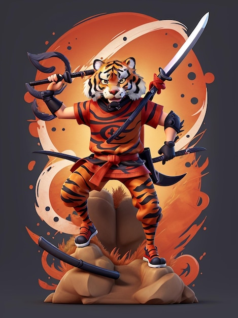 tigre, ninja, caricatura