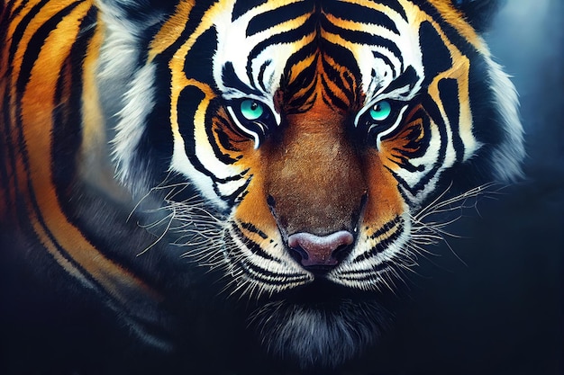 Tigre con ojos azules 3d ilustrado