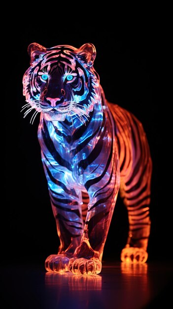 un tigre con ojos azules se muestra en una foto