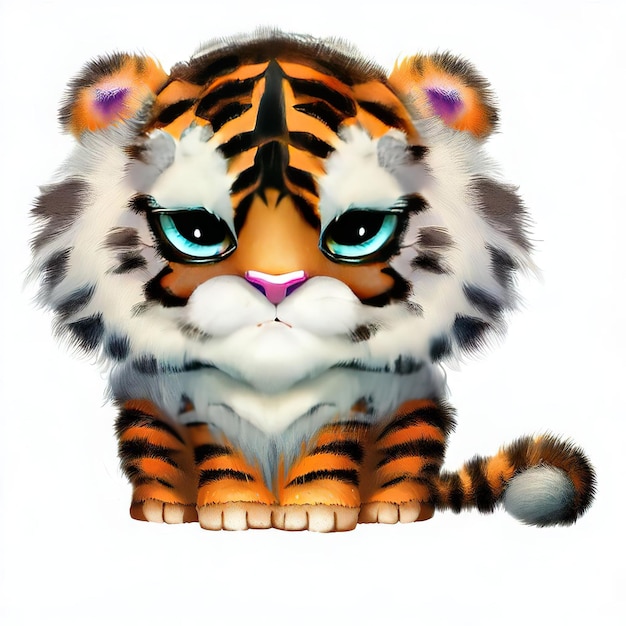 Un tigre con ojos azules y un tigre blanco y negro en su cara.