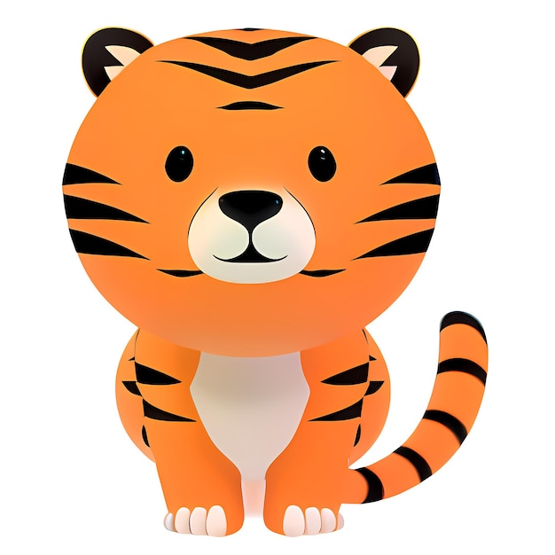 Tigre Personaje de dibujos animados Lindo animalito ilustración sobre fondo blanco AI