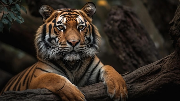 Un tigre en la rama de un árbol