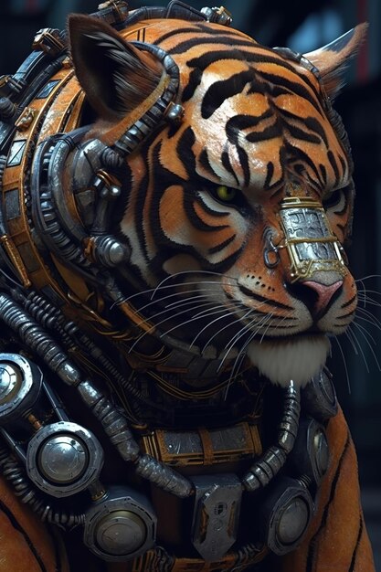 Foto un tigre con un reloj en la cara