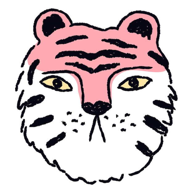 Tigre rosa png adesivo de animal doodle horóscopo chinês de 2022