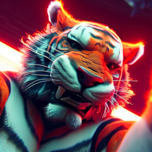 Tigre Selfie Ícone Emoji Ilustração Imagem Smiley Papel de parede Imagem de fundo Cyberpunk