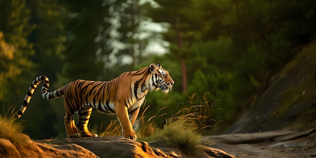 Tigre en la selva al atardecer generado por la IA