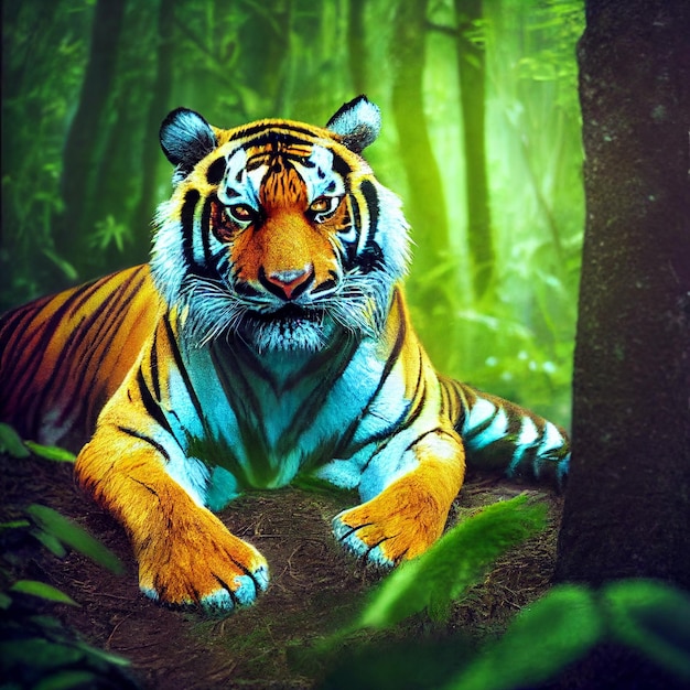 Tigre selvagem na selva