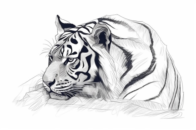 Un tigre sobre un fondo blanco.