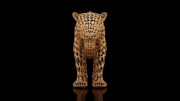 Tigre sobre un fondo negro Arte del mundo de los animales salvajes en la representación 3d del rendimiento moderno