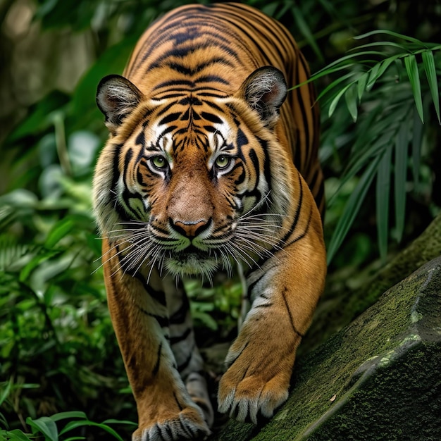 tigre en la vida silvestre fotografía realista ai generado