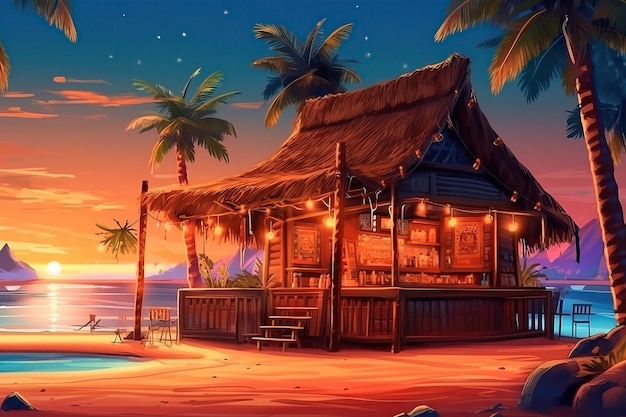 Tiki bar Ai art Fundo tropical