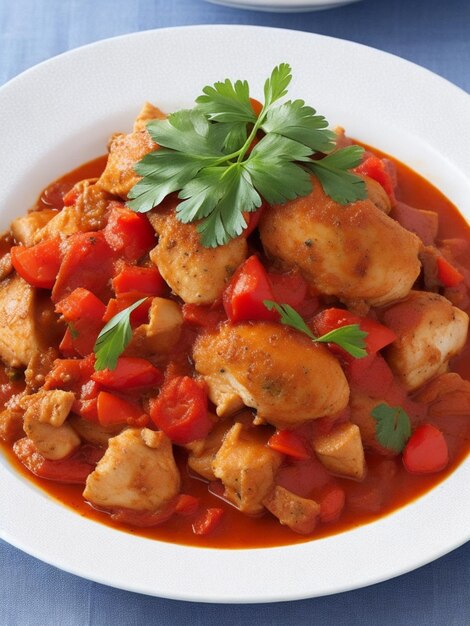 Foto tikka masala de frango em molho de tomate em close-up ai gerativa