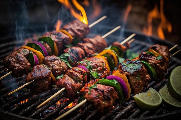 Tikka Shish Kofta Kebabs auf Holzkohlegrill