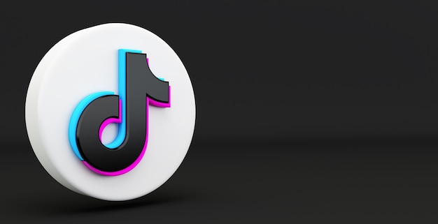 TikTok App-Symbol isoliert auf einem schwarzen Hintergrund, Social Media-Netzwerk für Video