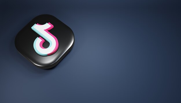 Tiktok icon 3d render ilustração de mídia social escura limpa e simples