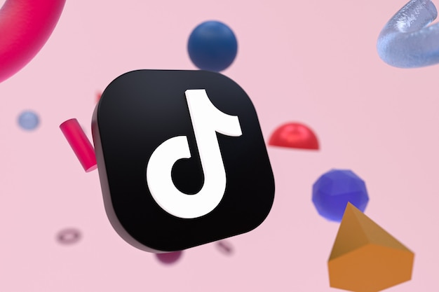 Tiktok-Logo auf abstraktem Geometriehintergrund