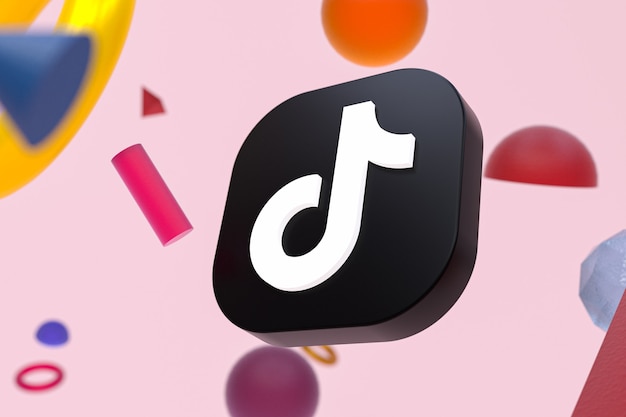 Tiktok-Logo auf abstraktem Geometriehintergrund