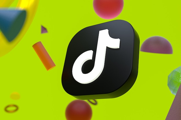 Tiktok-Logo auf abstraktem Geometriehintergrund