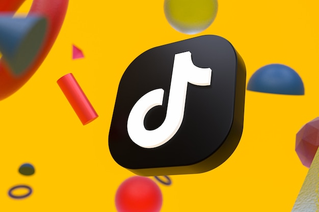 Tiktok-Logo auf abstraktem geometrischem Hintergrund